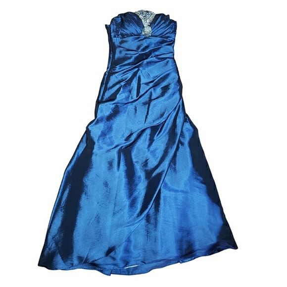Jump Dresses & Skirts - Jump Apparel Strapless Sequins Blue Colorshift Fit & Flare A-Line Long Dress 3/4